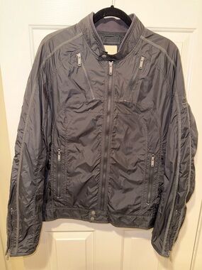 Diesel Men's Windbreaker Jacket - Dark Gray (Black with Grey Stitch)